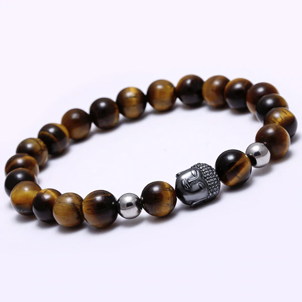 Trendový Buddha náramok z prírodného kameňa s ozdobami - Tigrie oko