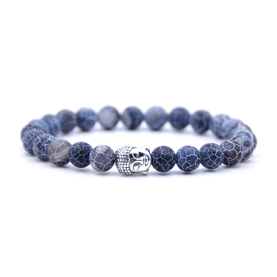 Elegantný Buddha náramok z prírodného kameňa - kamenná modrá