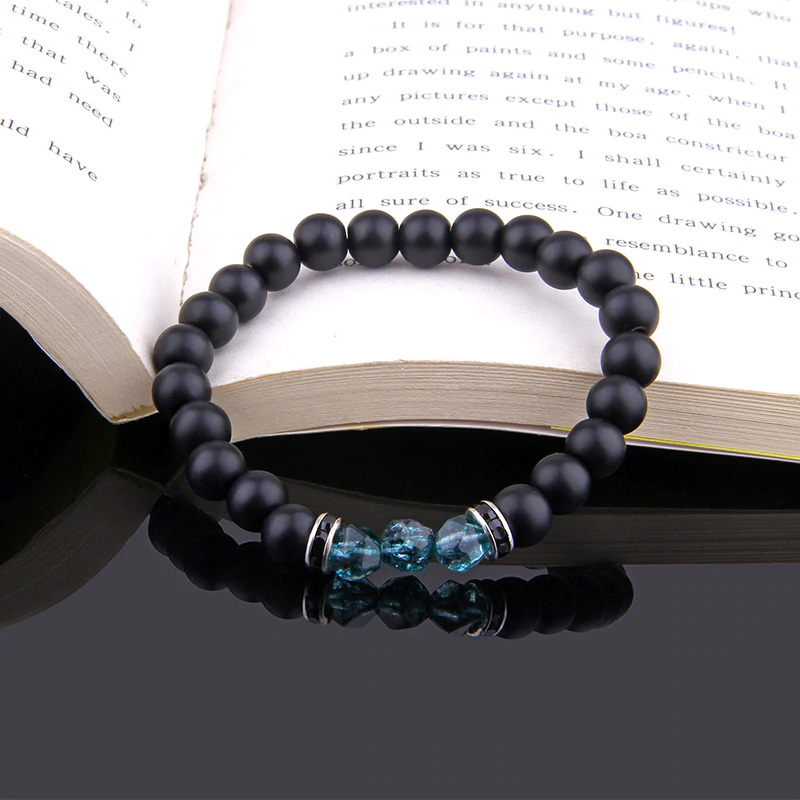 Trendový elegantný Buddha náramok z prírodného kameňa s farebnými ozdobami – Obrázok 2