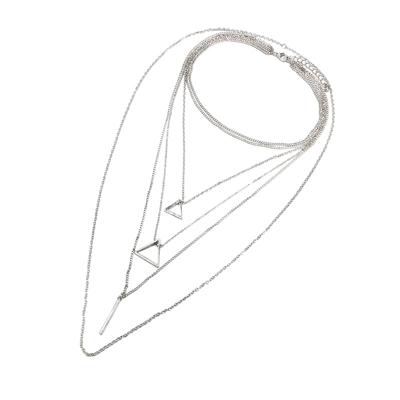 Trendový viacvrstvový náhrdelník s geometrickými ozdobami – Obrázok 3