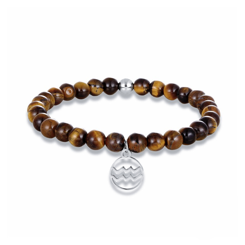 Buddha náramok Tigrie oko s malými korálkami a s príveskom zverokruhu - vodnár