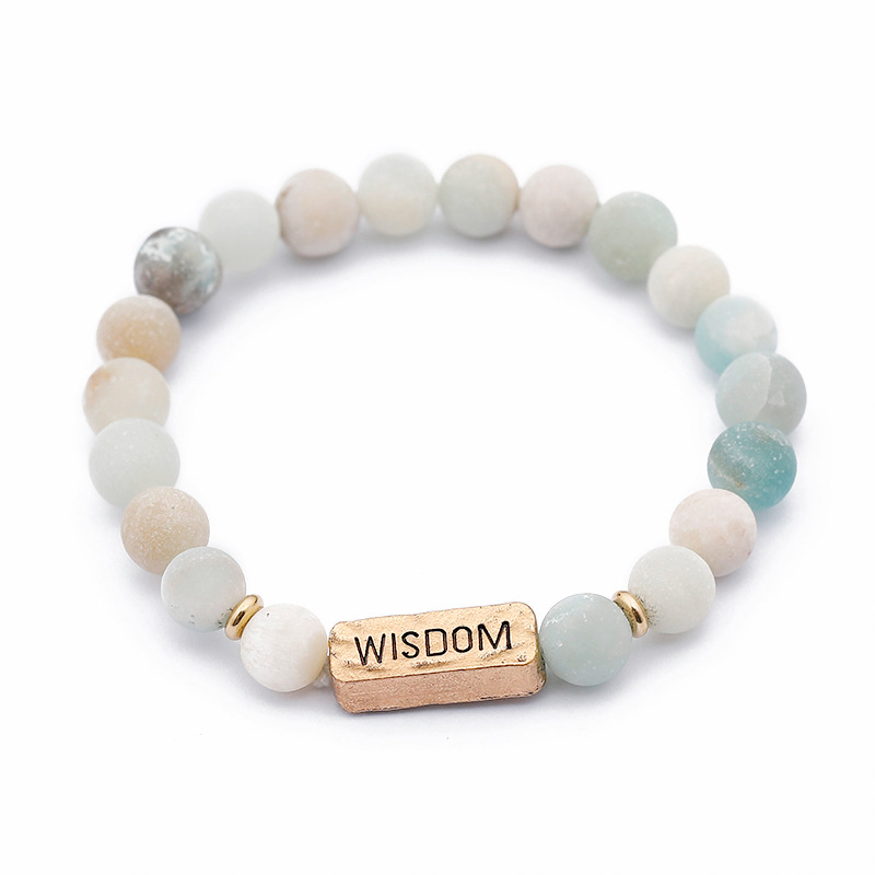Trendový Buddha náramok s nápisom WISDOM (Múdrosť) - pastelový